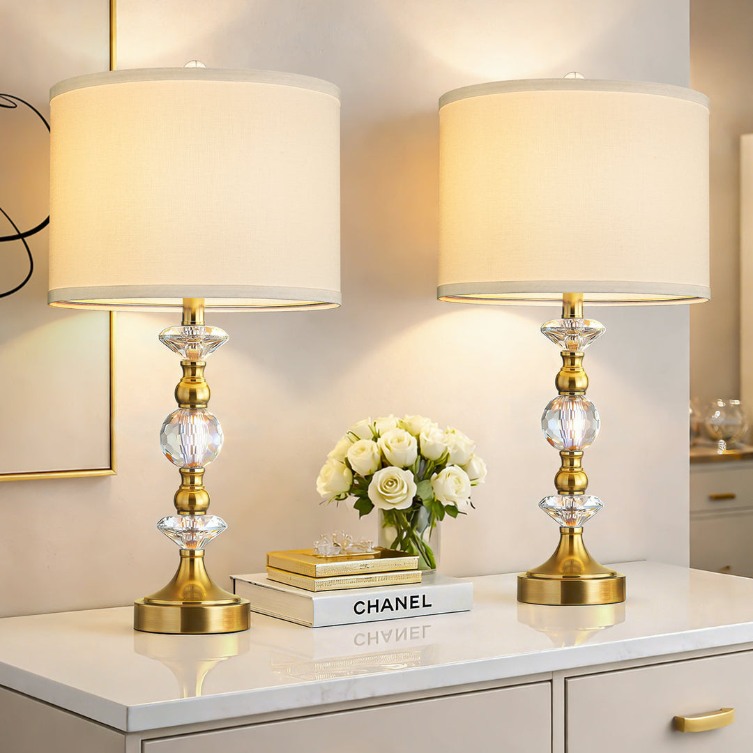 Finesse Modern Minimalist Crystal Glass Table Lamp Set (2 pieces) #T266