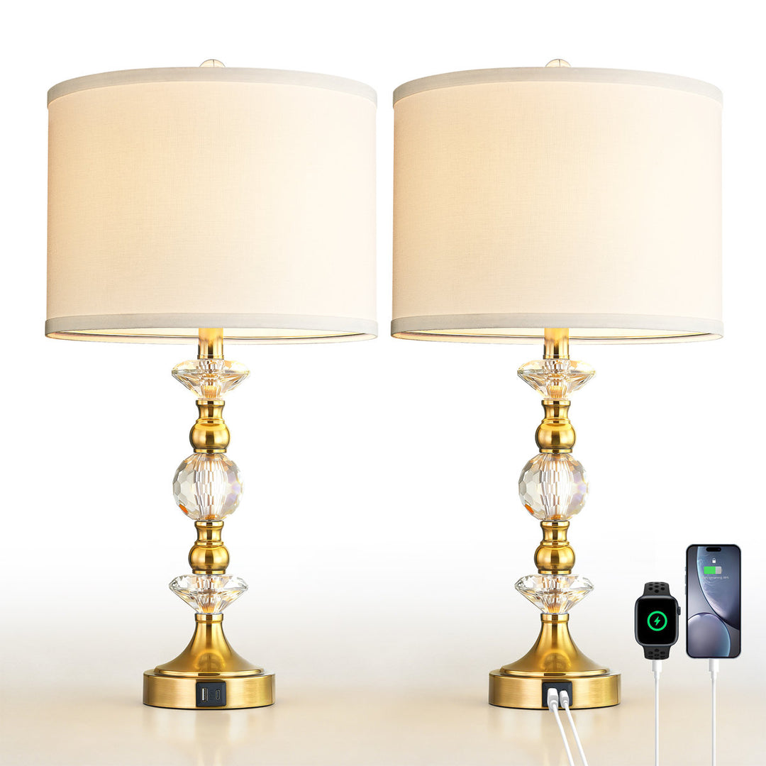 Finesse Modern Minimalist Crystal Glass Table Lamp Set (2 pieces) #T266