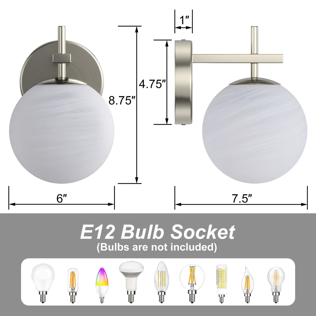 Nimbus 1 - Light Dimmable Iron ETL Bathroom Vanity Light with Round Shape Cloud Glass Shade #CLB29015