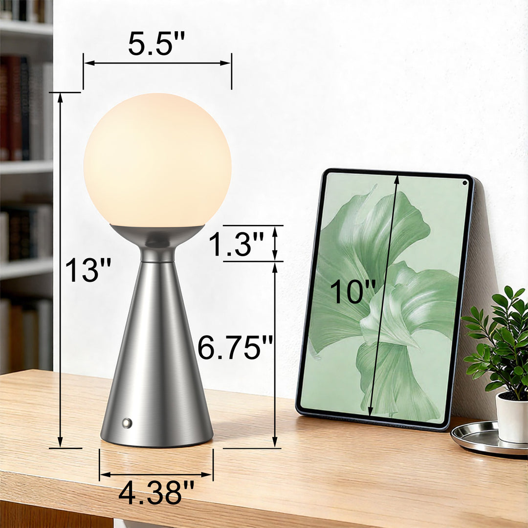 Vivid 13" Modern Rechargeable Touch Led Table Lamp With Round Shade And Usb-C Charging #T279
