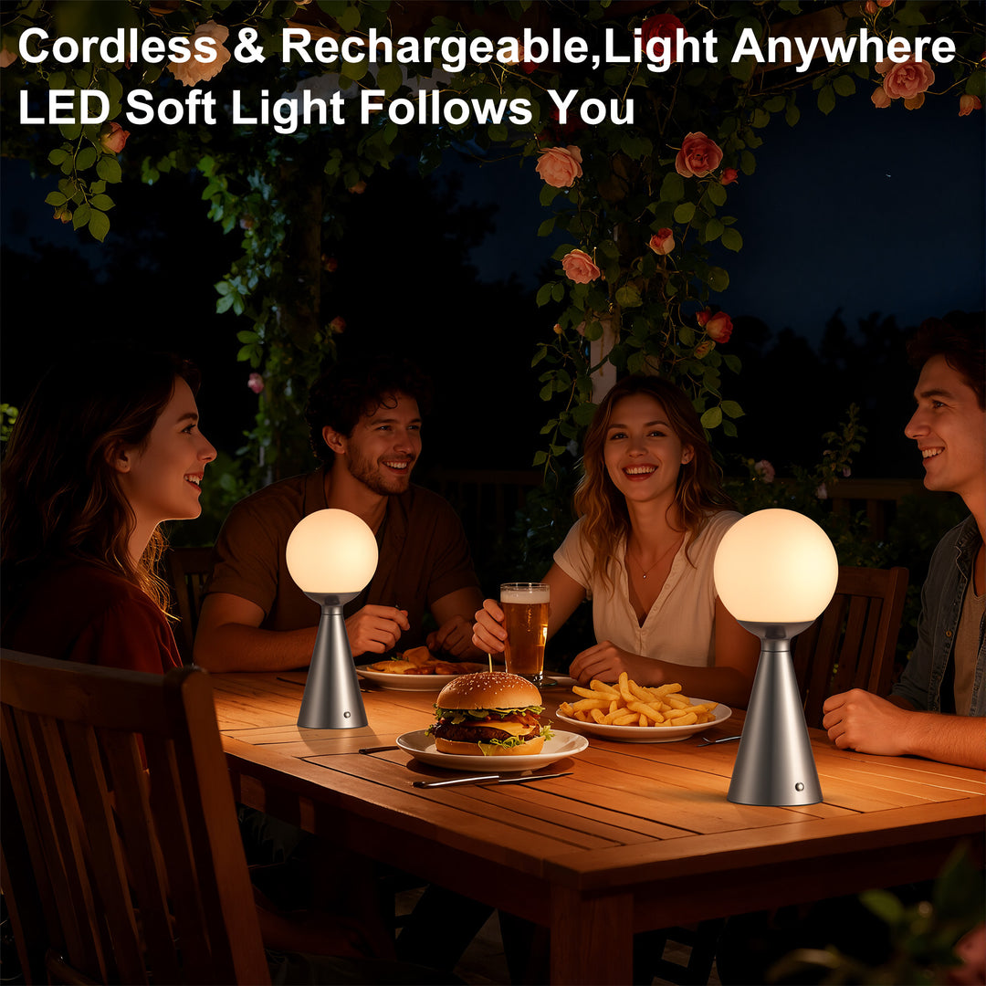 Vivid 13" Modern Rechargeable Touch Led Table Lamp With Round Shade And Usb-C Charging #T279