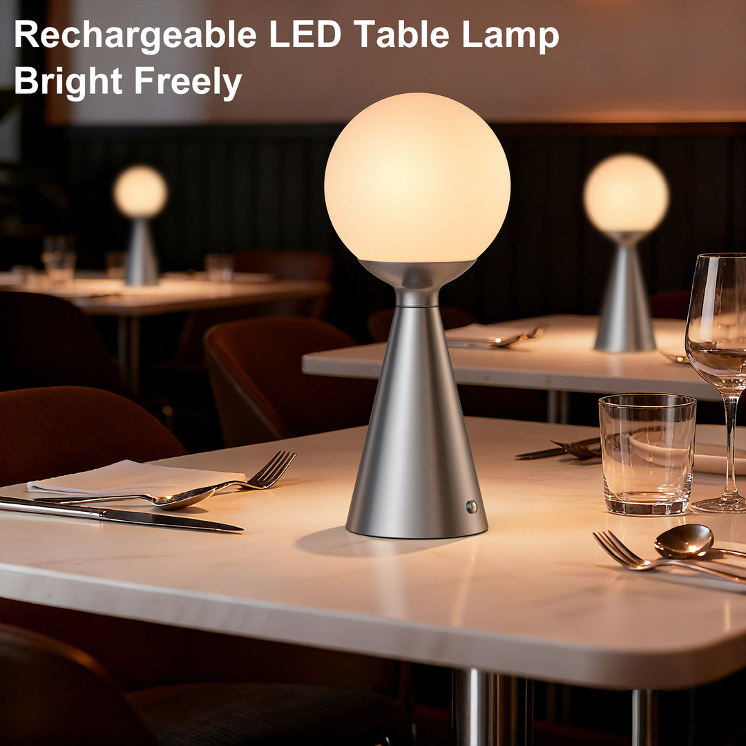 Vivid 13" Modern Rechargeable Touch Led Table Lamp With Round Shade And Usb-C Charging #T279