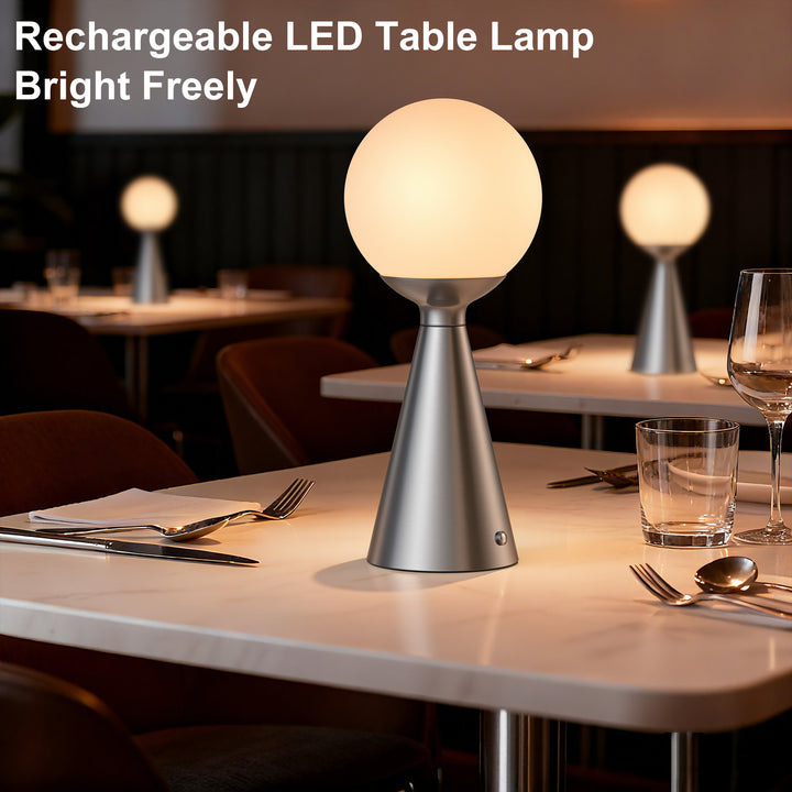 Vivid 13" Modern Rechargeable Touch Led Table Lamp With Round Shade And Usb-C Charging #T279