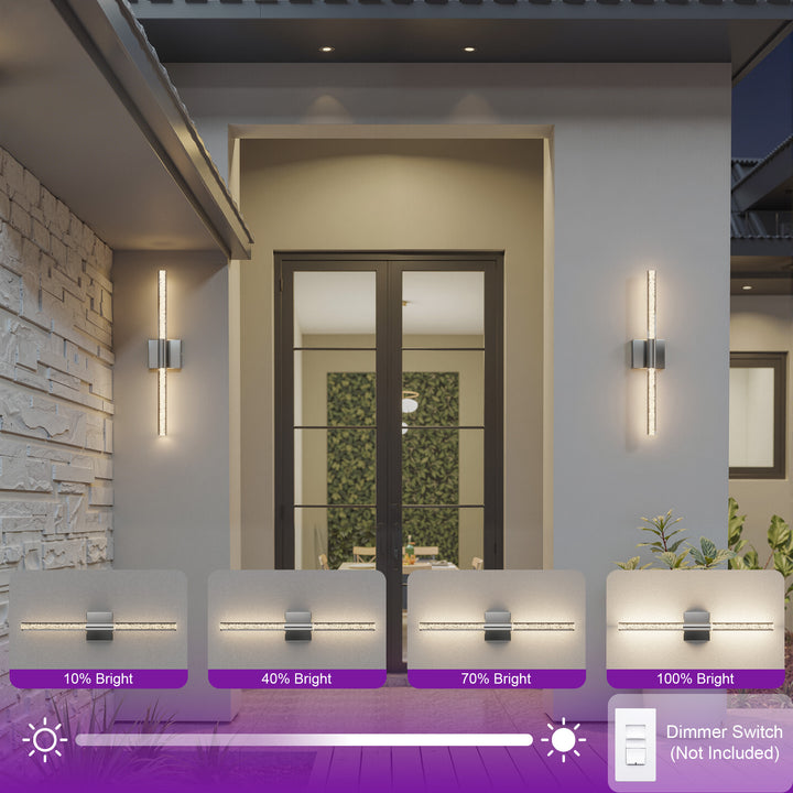 Solstice 24''H Dimmable Led Outdoor Sconce With Tempered Glass #7082