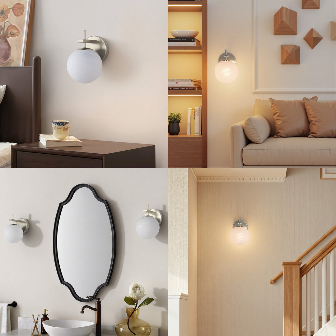Nimbus 1 - Light Dimmable Iron ETL Bathroom Vanity Light with Round Shape Cloud Glass Shade #CLB29015