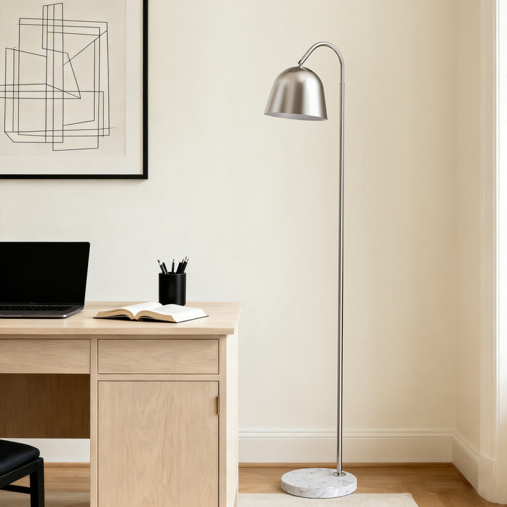 64" Modern Metal Floor Lamp, Polished Gold Finish, 350° Swivel & 90° Tilting Head, Foot Switch Standing Lamp For Living Room, Bedroom, Office #F268-BK