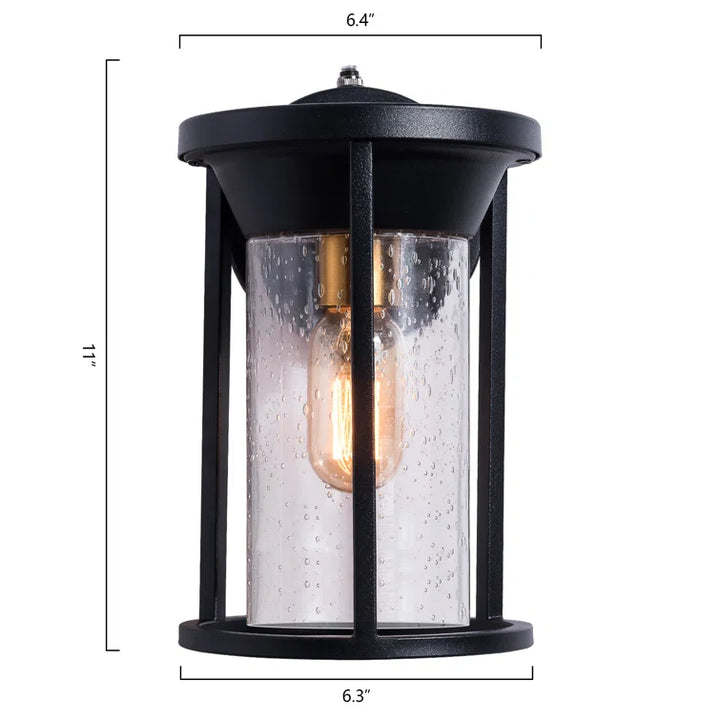 Maxax 2 PACK Black Seeded Glass Outdoor Wall Lantern with Dusk to Dawn #2525/2W