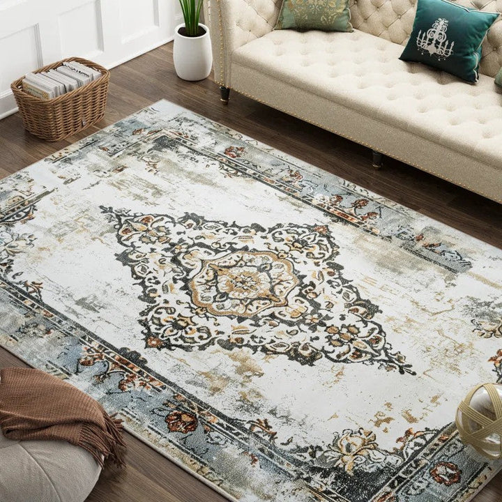YUIlili Nature Flower Non-Slip Machine Washable Antique Area Rug For Living Room, Hallway Runner, Entryway Rug #AZJL100