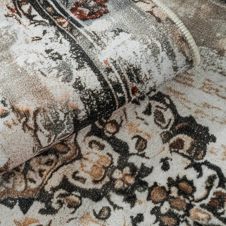 YUIlili Nature Flower Non-Slip Machine Washable Antique Area Rug For Living Room, Hallway Runner, Entryway Rug #AZJL100