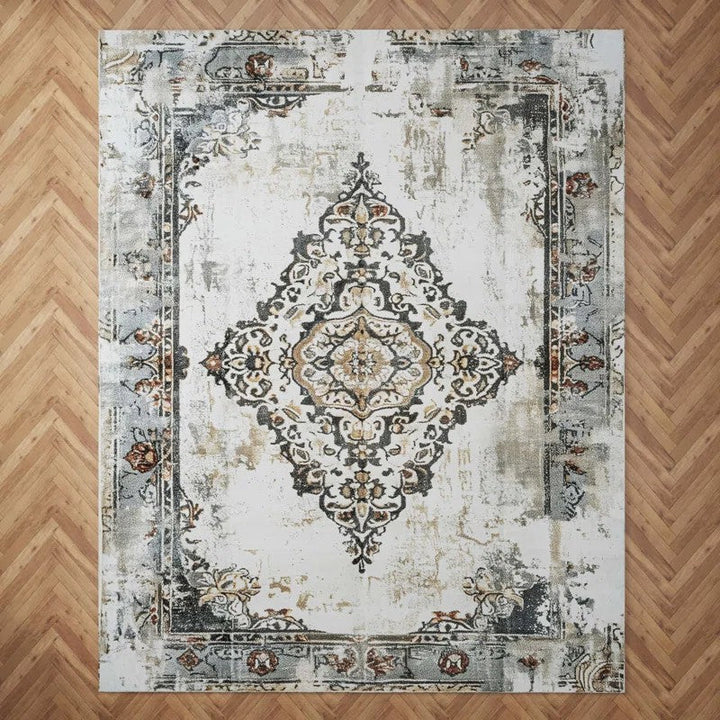 YUIlili Nature Flower Non-Slip Machine Washable Antique Area Rug For Living Room, Hallway Runner, Entryway Rug #AZJL100