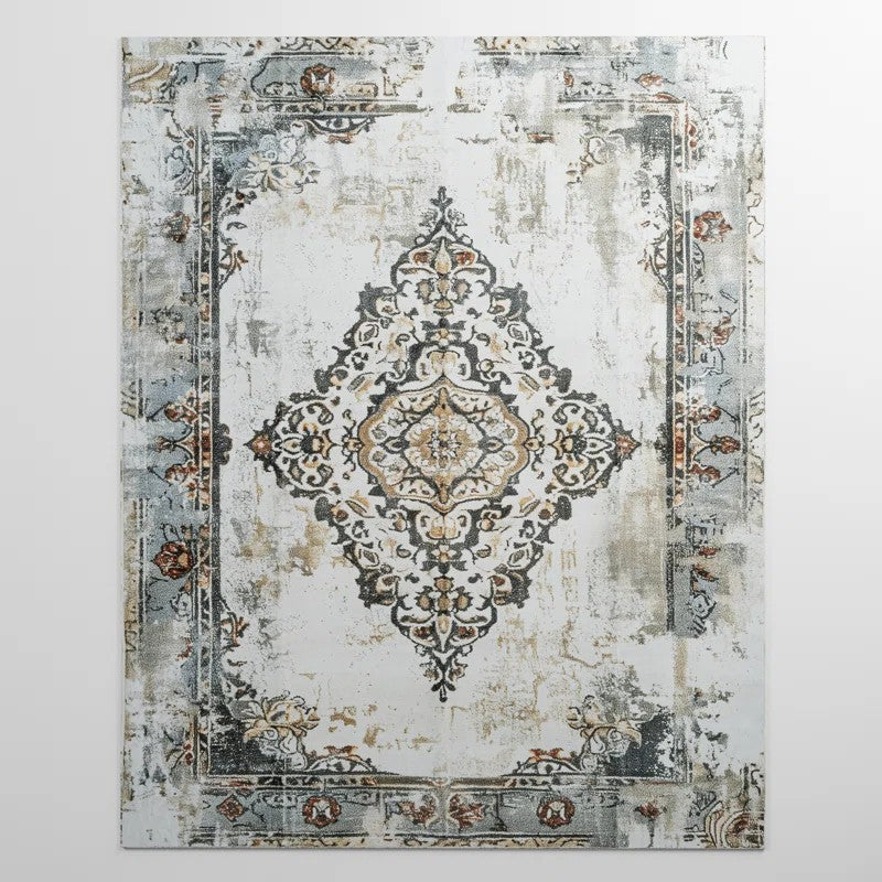 YUIlili Nature Flower Non-Slip Machine Washable Antique Area Rug For Living Room, Hallway Runner, Entryway Rug #AZJL100