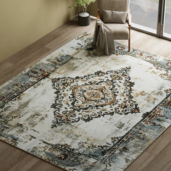 YUIlili Nature Flower Non-Slip Machine Washable Antique Area Rug For Living Room, Hallway Runner, Entryway Rug #AZJL100