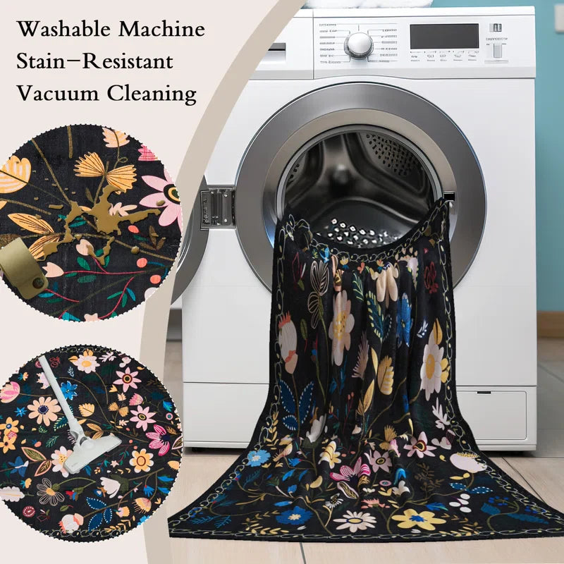 YUIlili Nature Voja Non-Slip Machine Washable Colorful Modern Area Rug For Living Room, Hallway Runner, Entryway Rug #AZJL9