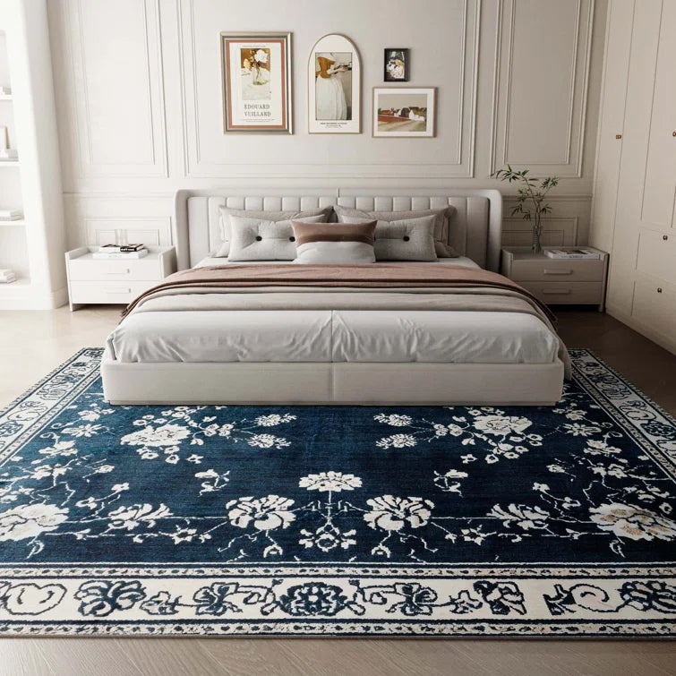 YUIlili Non-Slip Machine Washable Blue Cream Area Rug For Living Room, Hallway Runner, Entryway Rug #AZJL93