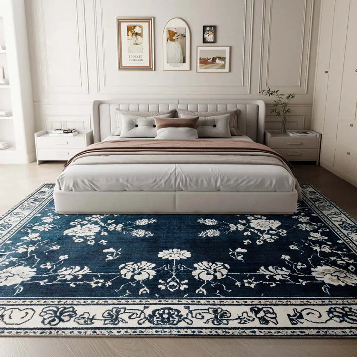 YUIlili Non-Slip Machine Washable Blue Cream Area Rug For Living Room, Hallway Runner, Entryway Rug #AZJL93