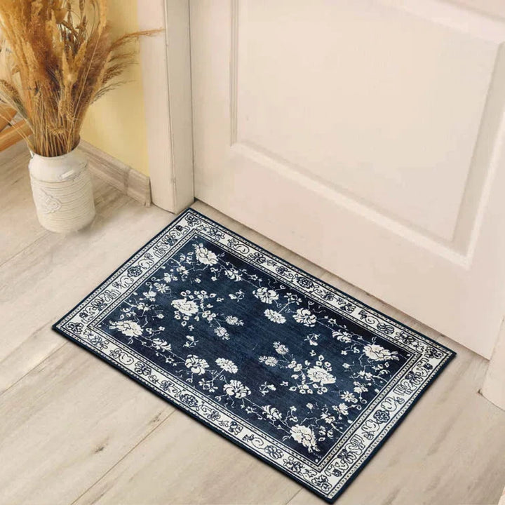 YUIlili Non-Slip Machine Washable Blue Cream Area Rug For Living Room, Hallway Runner, Entryway Rug #AZJL93