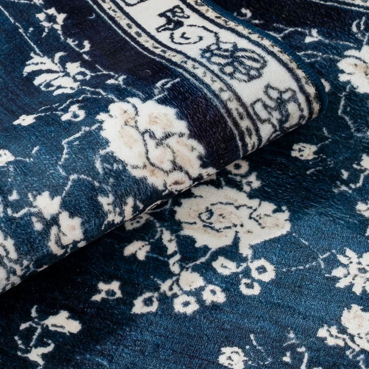 YUIlili Non-Slip Machine Washable Blue Cream Area Rug For Living Room, Hallway Runner, Entryway Rug #AZJL93