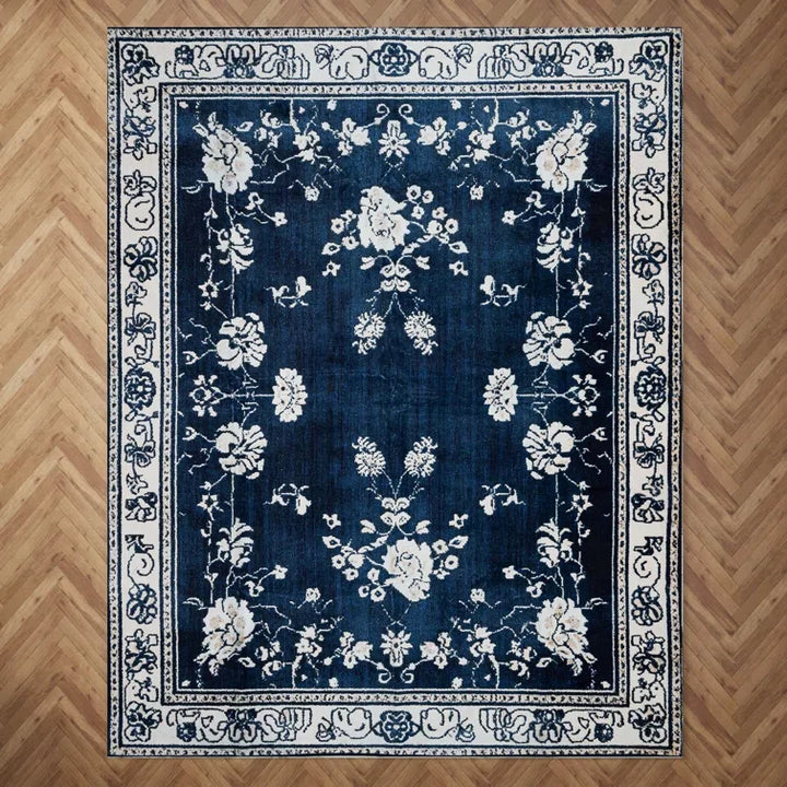 YUIlili Non-Slip Machine Washable Blue Cream Area Rug For Living Room, Hallway Runner, Entryway Rug #AZJL93