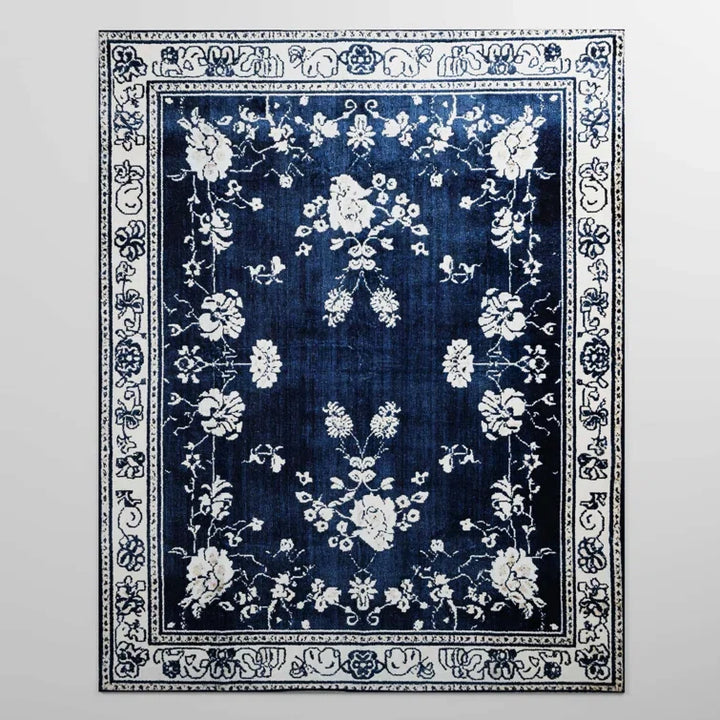 YUIlili Non-Slip Machine Washable Blue Cream Area Rug For Living Room, Hallway Runner, Entryway Rug #AZJL93