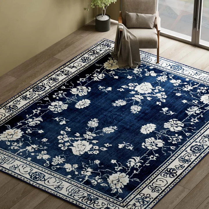 YUIlili Non-Slip Machine Washable Blue Cream Area Rug For Living Room, Hallway Runner, Entryway Rug #AZJL93