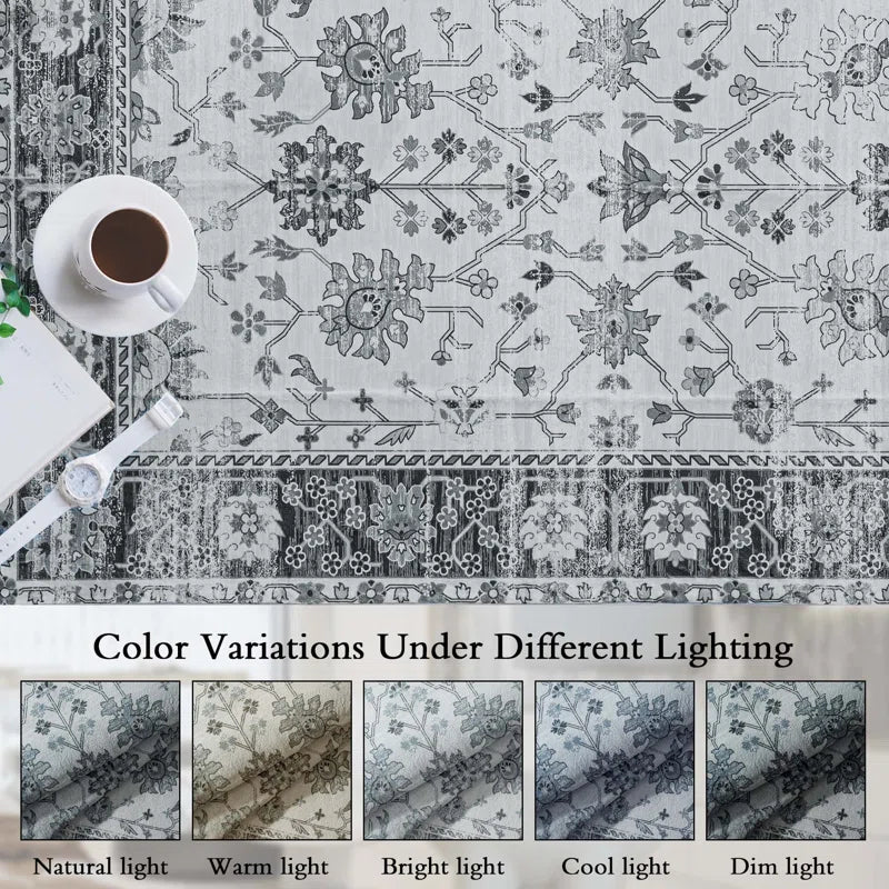 YUIlili Non-Slip Machine Washable Grey Cream Area Rug For Living Room, Hallway Runner, Entryway Rug #AZJL80