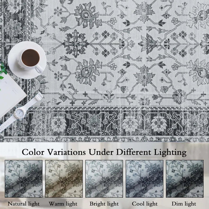 YUIlili Non-Slip Machine Washable Grey Cream Area Rug For Living Room, Hallway Runner, Entryway Rug #AZJL80