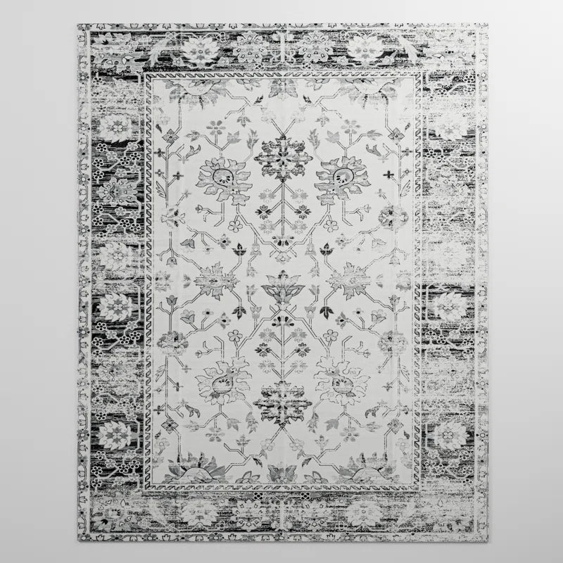 YUIlili Non-Slip Machine Washable Grey Cream Area Rug For Living Room, Hallway Runner, Entryway Rug #AZJL80