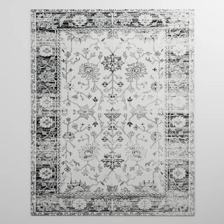 YUIlili Non-Slip Machine Washable Grey Cream Area Rug For Living Room, Hallway Runner, Entryway Rug #AZJL80