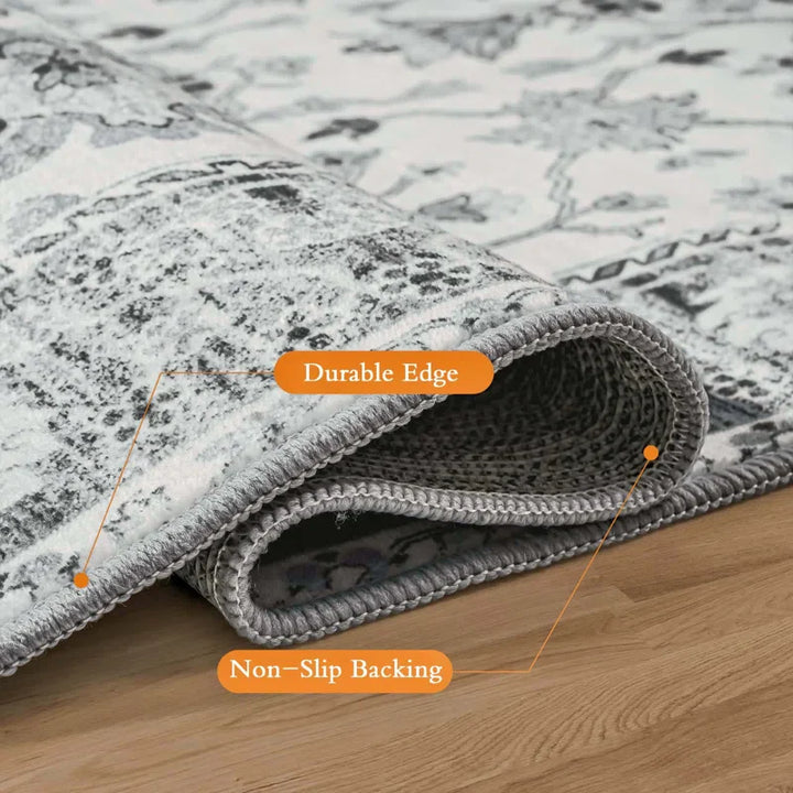 YUIlili Non-Slip Machine Washable Grey Cream Area Rug For Living Room, Hallway Runner, Entryway Rug #AZJL80