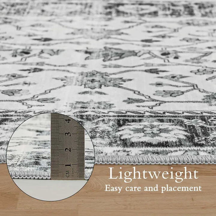 YUIlili Non-Slip Machine Washable Grey Cream Area Rug For Living Room, Hallway Runner, Entryway Rug #AZJL80