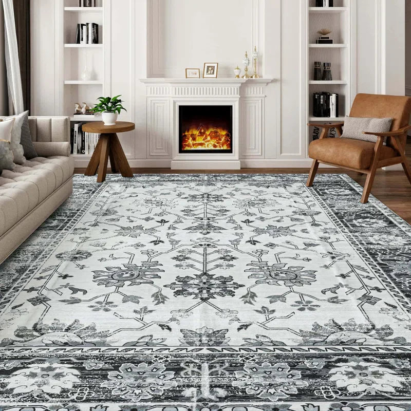 YUIlili Non-Slip Machine Washable Grey Cream Area Rug For Living Room, Hallway Runner, Entryway Rug #AZJL80