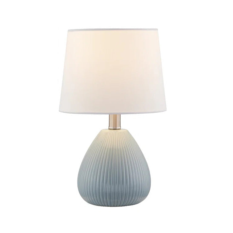 Yullili 15.5'' Ceramic Table Lamp Set of 2 with Lampshade, Mini Blue Modern Table Lamps for Living Room Bedroom #T62