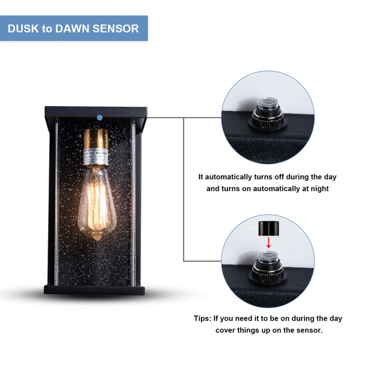 Maxax 2 PACK Black Seeded Glass Outdoor Flush Mount with Dusk to Dawn #2534/2W