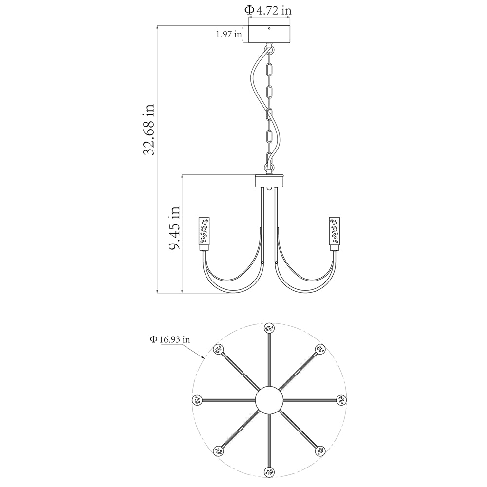 Maxax 8 - Light LED Scroll Crystal Chandelier #OM22