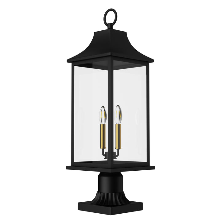 Pathfinder 2 - Light 23.6''h  Black And Gold Iron Outdoor Post Light With Clear Tempered Glass #7091