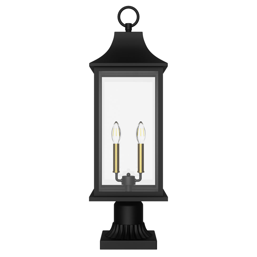 Pathfinder 2 - Light 23.6''h  Black And Gold Iron Outdoor Post Light With Clear Tempered Glass #7091