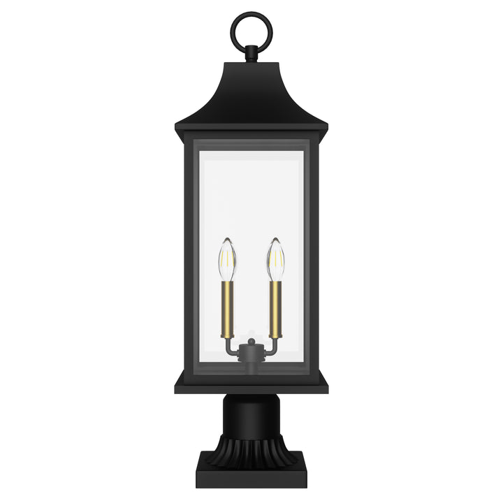 Pathfinder 2 - Light 23.6''h  Black And Gold Iron Outdoor Post Light With Clear Tempered Glass #7091