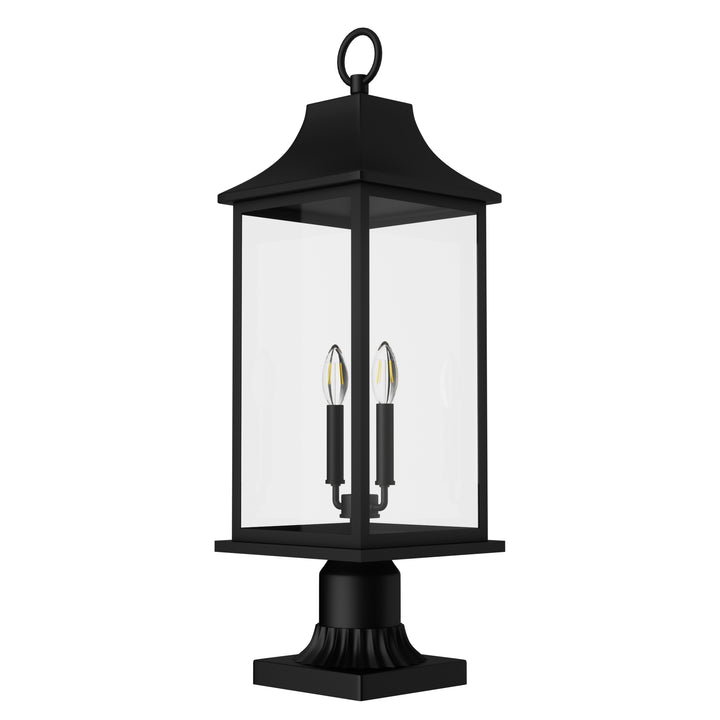 Pathfinder 2 - Light 23.6''h  Black And Gold Iron Outdoor Post Light With Clear Tempered Glass #7091
