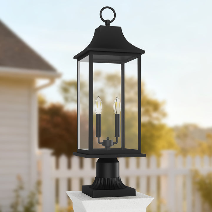 Pathfinder 2 - Light 23.6''h  Black And Gold Iron Outdoor Post Light With Clear Tempered Glass #7091