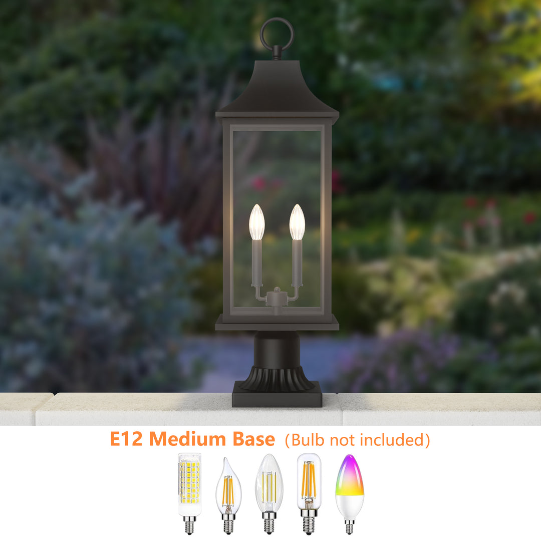 Pathfinder 2 - Light 23.6''h  Black And Gold Iron Outdoor Post Light With Clear Tempered Glass #7091