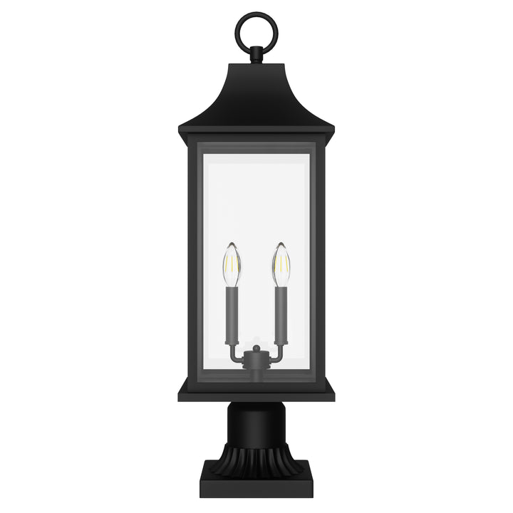 Pathfinder 2 - Light 23.6''h  Black And Gold Iron Outdoor Post Light With Clear Tempered Glass #7091