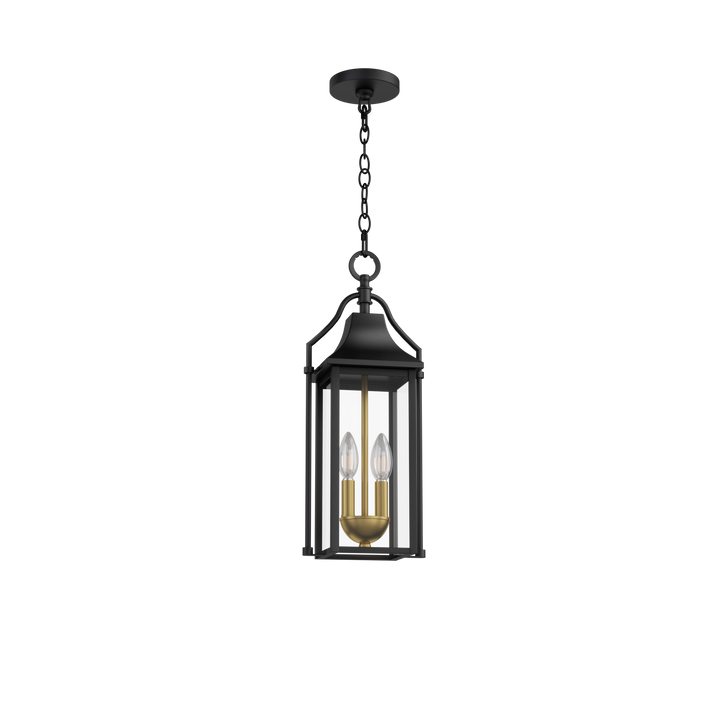 Element 20'' H Black and Gold Iron Outdoor Hanging Lights with Tempered Glass #7093