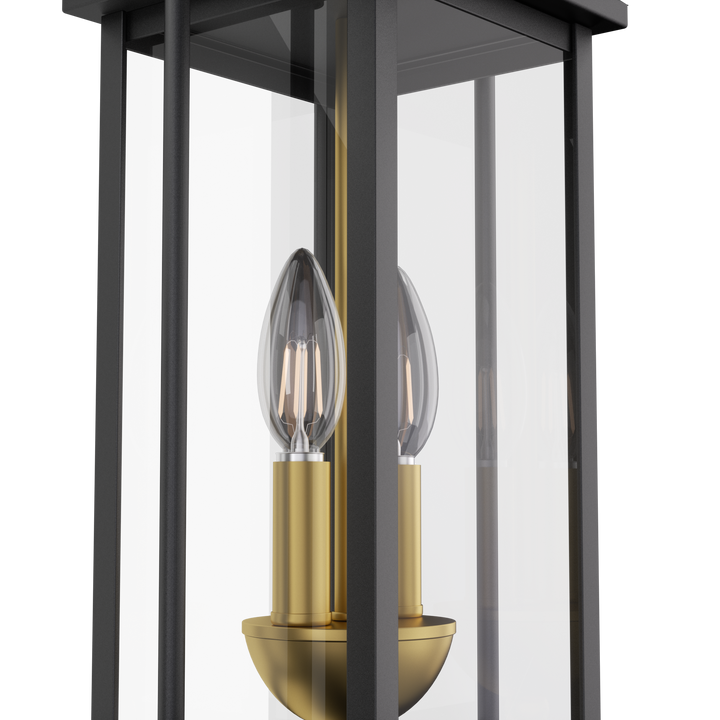 Element 20'' H Black and Gold Iron Outdoor Hanging Lights with Tempered Glass #7093