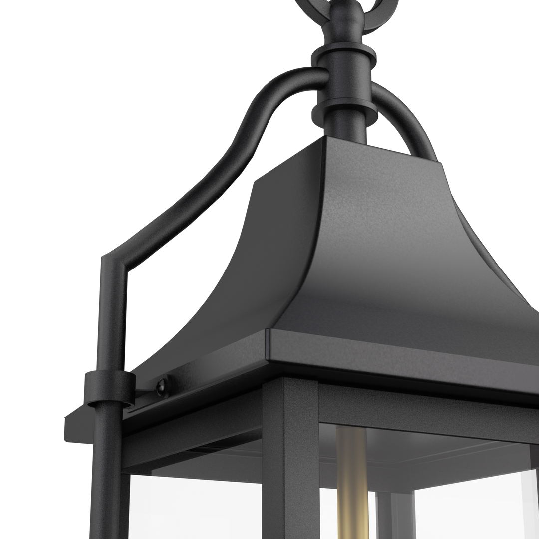 Element 20'' H Black and Gold Iron Outdoor Hanging Lights with Tempered Glass #7093