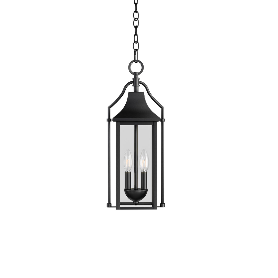 Element 20'' H Black and Gold Iron Outdoor Hanging Lights with Tempered Glass #7093