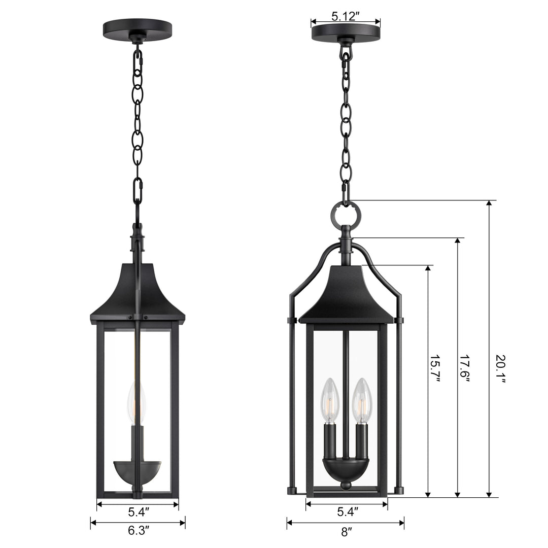 Element 20'' H Black and Gold Iron Outdoor Hanging Lights with Tempered Glass #7093