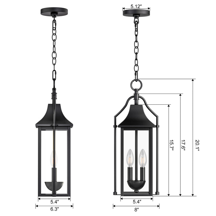 Element 20'' H Black and Gold Iron Outdoor Hanging Lights with Tempered Glass #7093