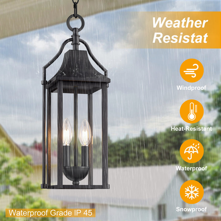 Element 20'' H Black and Gold Iron Outdoor Hanging Lights with Tempered Glass #7093