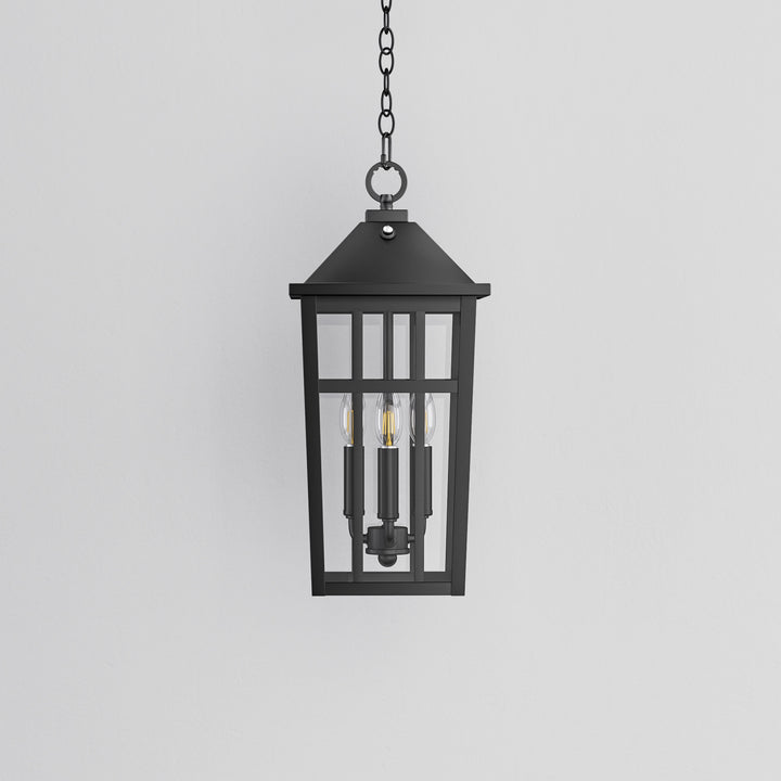 Element 3 - Light 21''H Adjustable Black Iron ETL Outdoor Hanging Lights with Clear Tempered Glass and Dusk to Dawn #OP7126