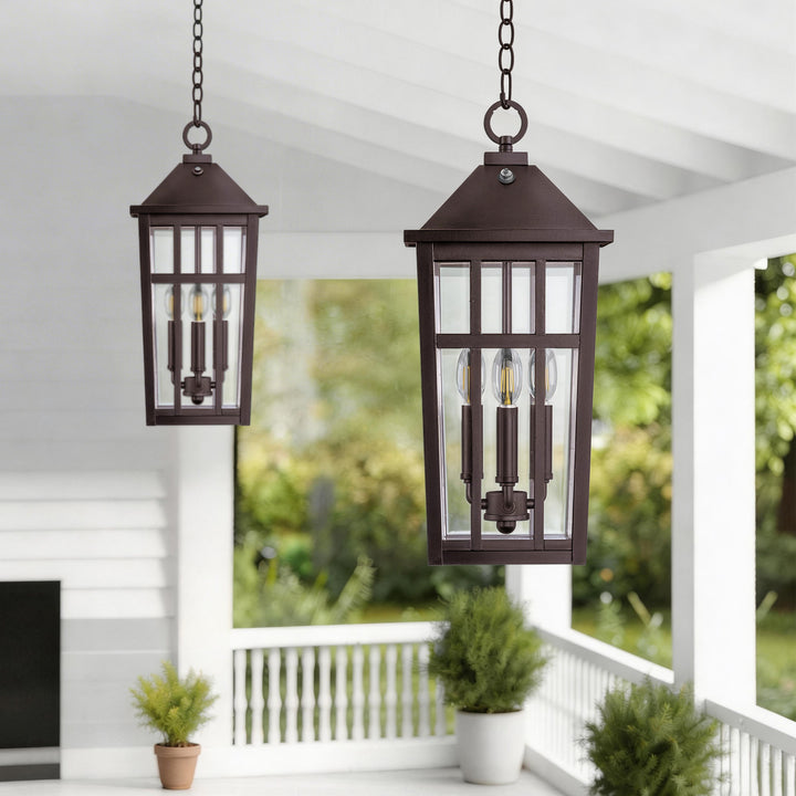 Element 3 - Light 21''H Adjustable Black Iron ETL Outdoor Hanging Lights with Clear Tempered Glass and Dusk to Dawn #OP7126